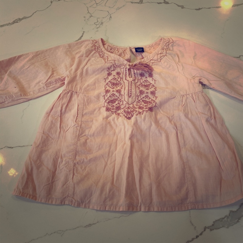 Girls 4T Pink Blouse with Embroidered Front